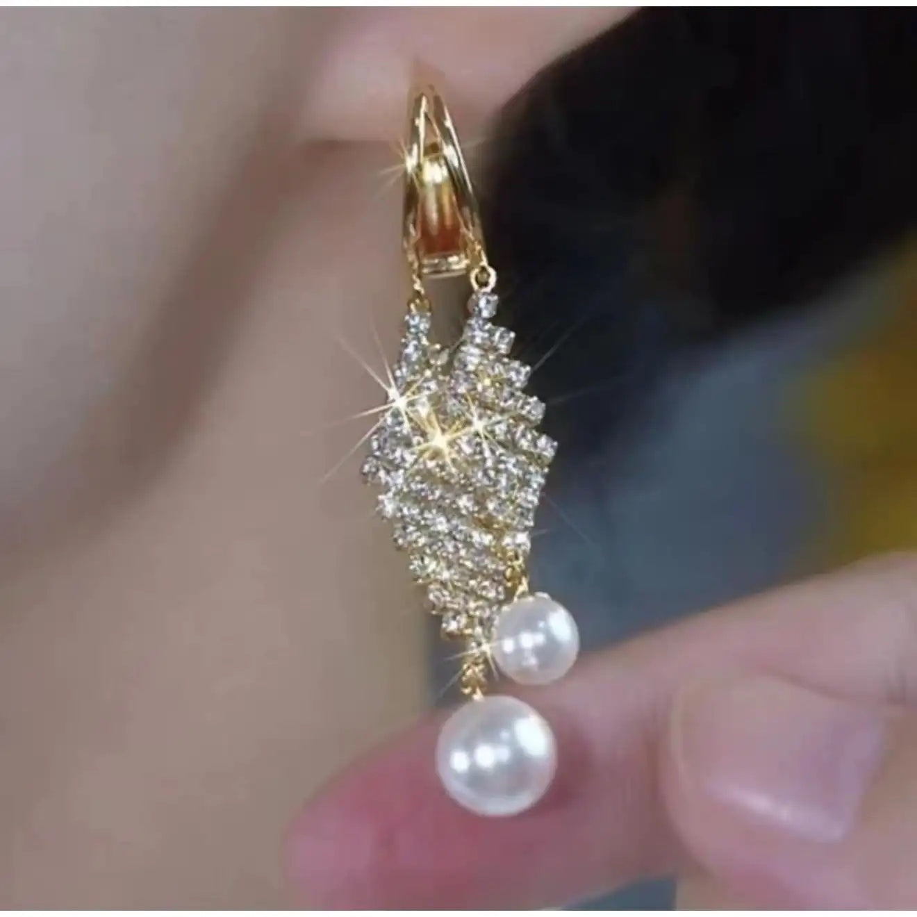 Diamond Shape Double-Layer Crystal Geometric Hoop Earrings