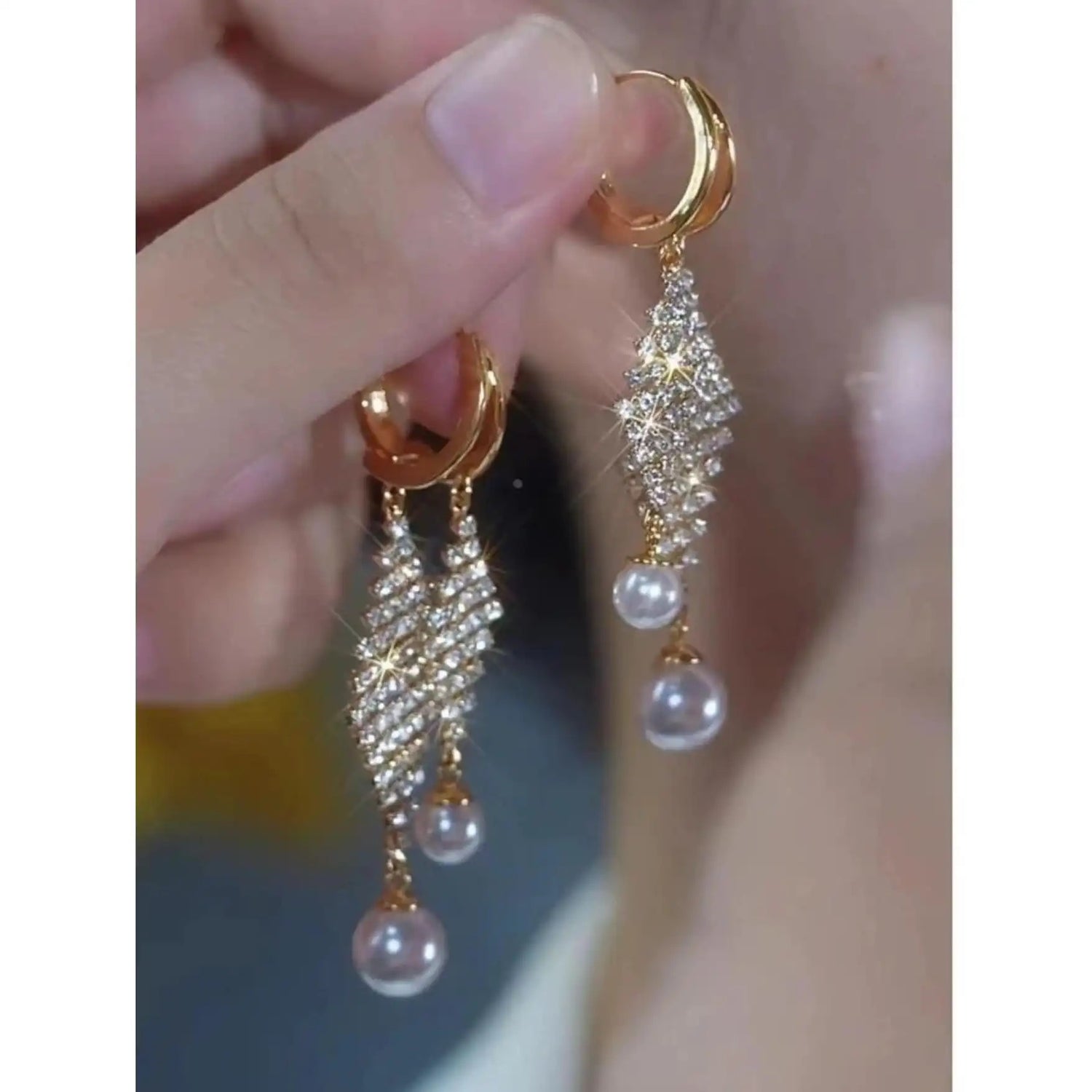 Diamond Shape Double-Layer Crystal Geometric Hoop Earrings