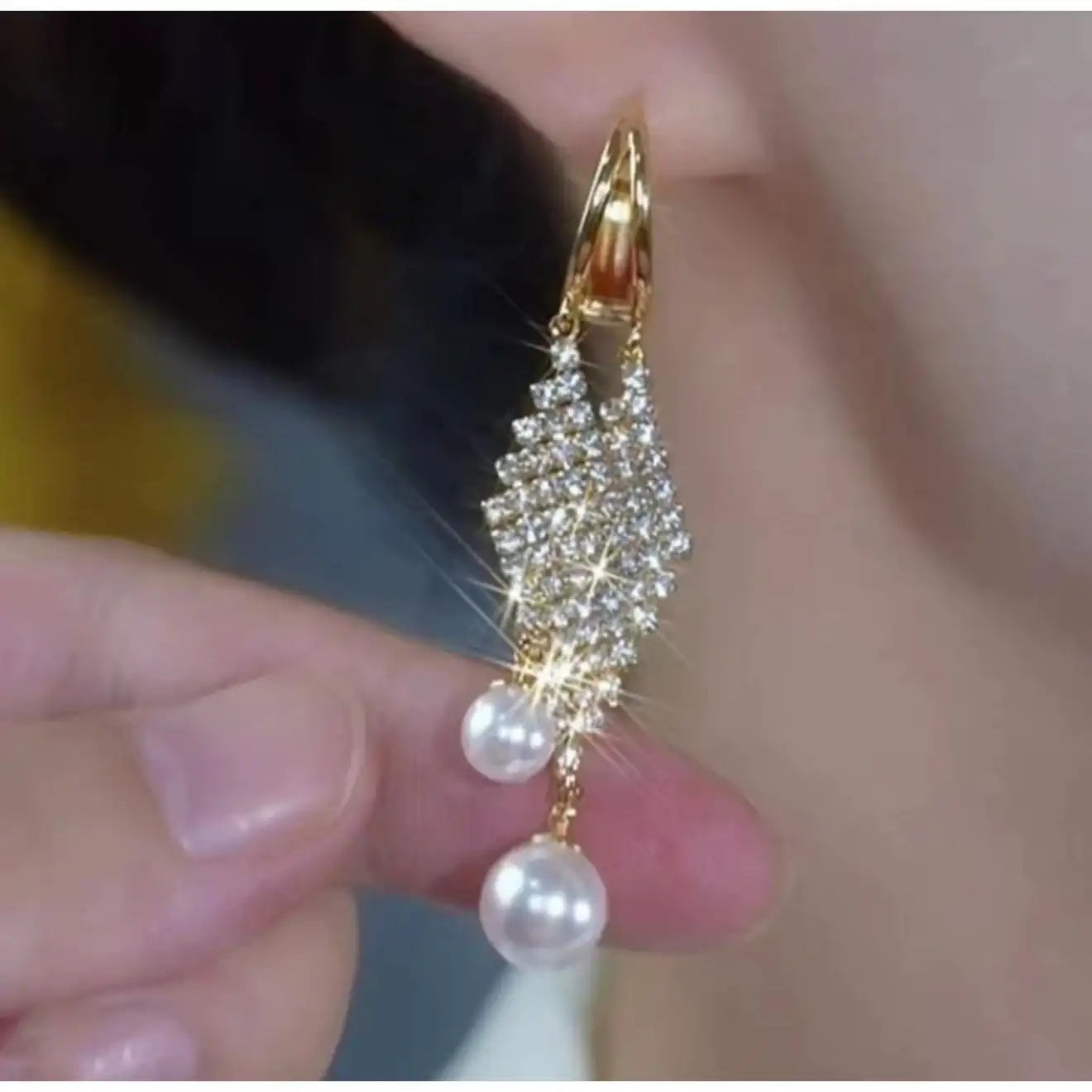 Diamond Shape Double-Layer Crystal Geometric Hoop Earrings