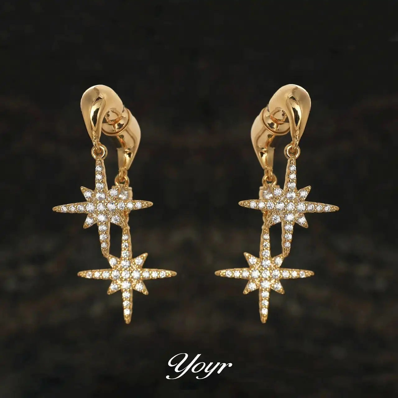 Diamond Star Tassel Drop Earrings