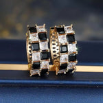 Dongdaemun Geometric Square White Black Earrings
