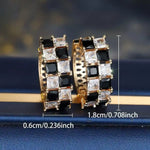 Dongdaemun Geometric Square White Black Earrings