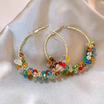 Dopamine Beaded Big Summer Vacation Hoop Earrings