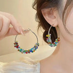 Dopamine Beaded Big Summer Vacation Hoop Earrings