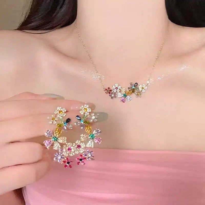 Dopamine Color Block Flower Ear Cuffs