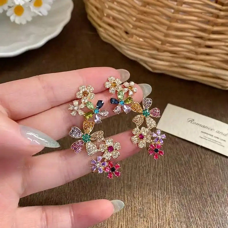 Dopamine Color Block Flower Ear Cuffs