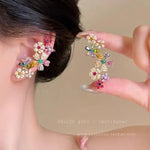 Dopamine Color Block Flower Ear Cuffs