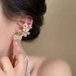 Dopamine Color Block Flower Ear Cuffs