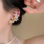 Dopamine Color Block Flower Ear Cuffs