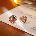 Dopamine Crystal Flower Minimalist Stud Earrings