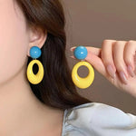 Dopamine Oval Circle Vacation Stud Earrings