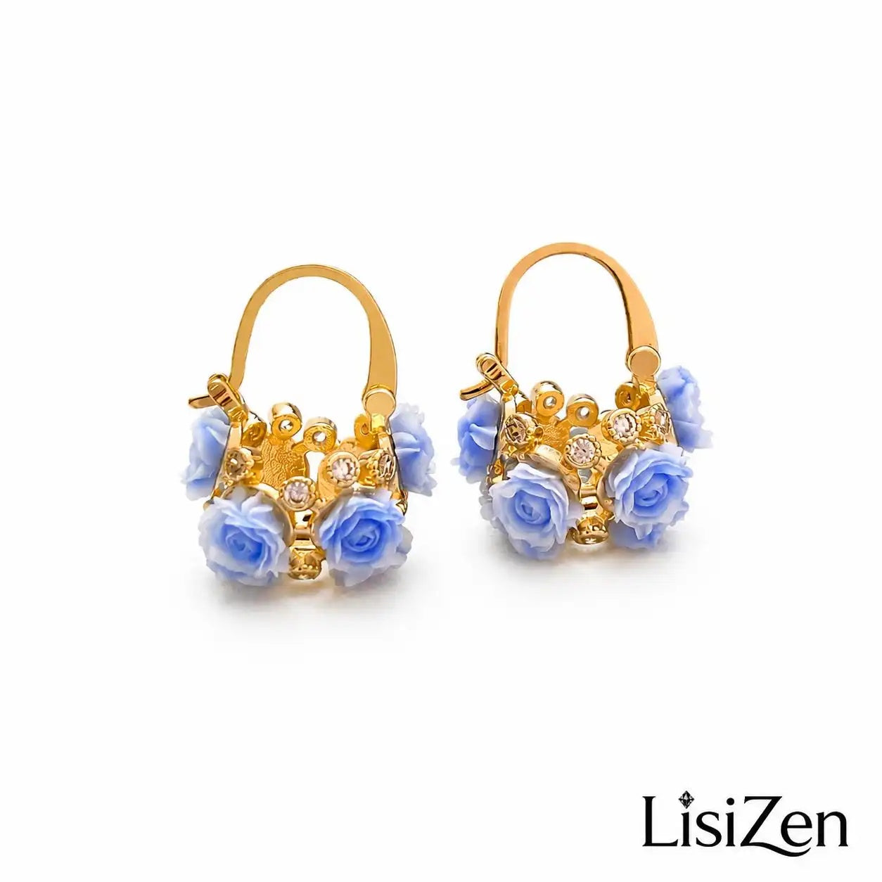 Dopamine Rose Flower Basket Earrings