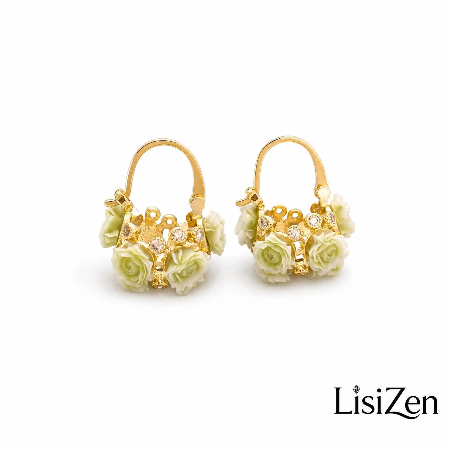 Dopamine Rose Flower Basket Earrings