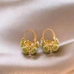 Dopamine Rose Flower Basket Earrings