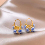 Dopamine Rose Flower Basket Earrings