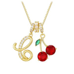 Dopamine Three-In-One 26-Letter Crystal Cherry Necklace