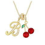 Dopamine Three-In-One 26-Letter Crystal Cherry Necklace