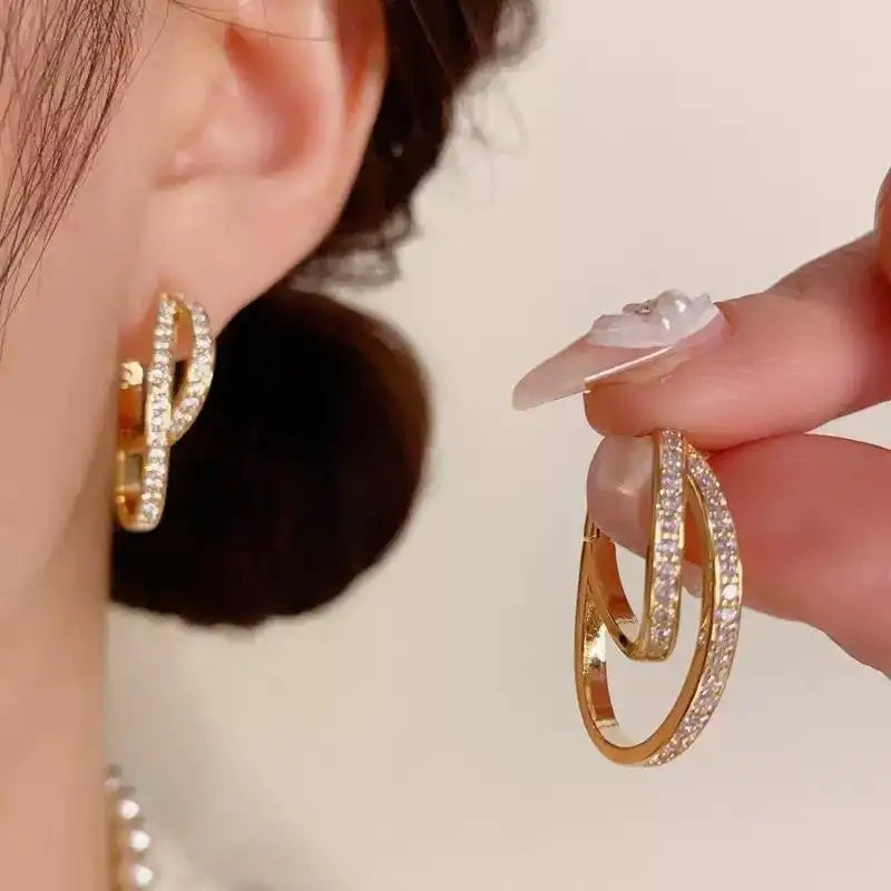 Double Circle Clip-On Vintage Earrings