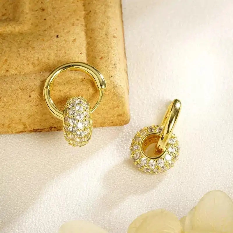 Double Crystal Round Hoop Earrings