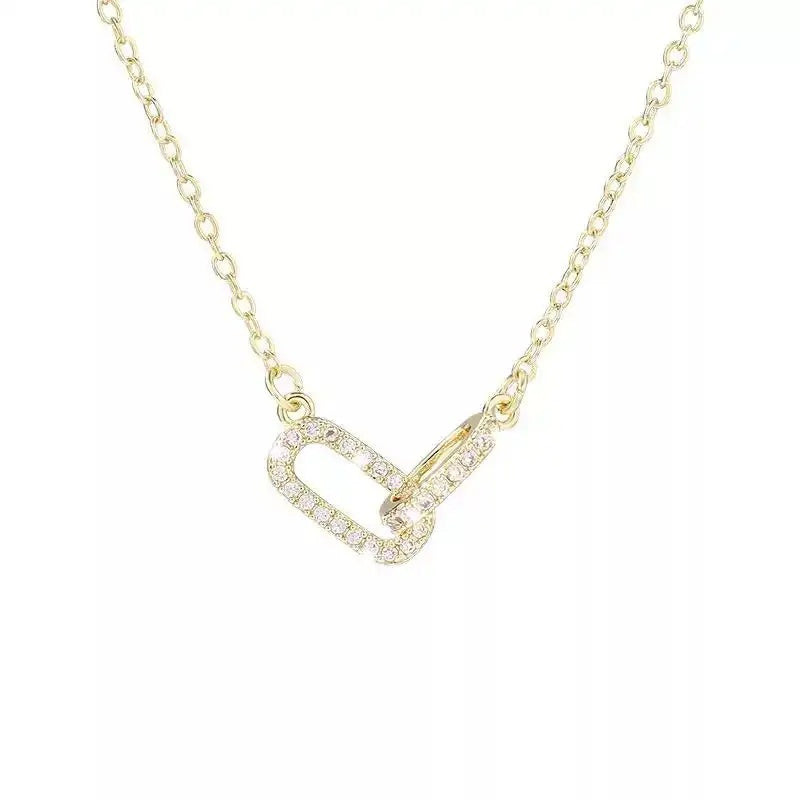 Double Ellipse Interlocking Double Diamonds Necklace