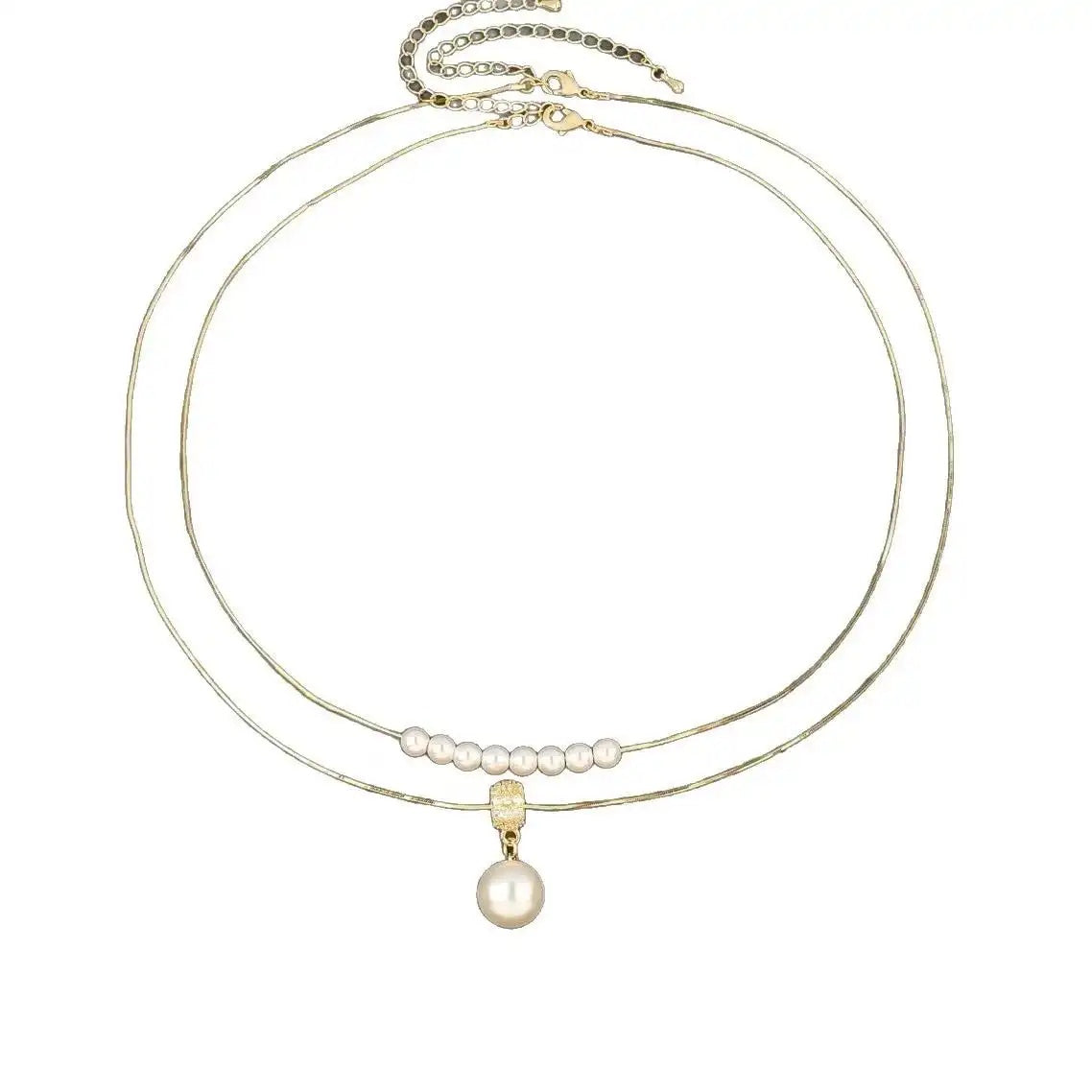 Double Layer Beaded Pearl Necklace
