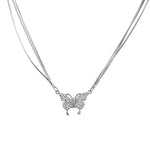 Double Layer Butterfly Pendant Necklace