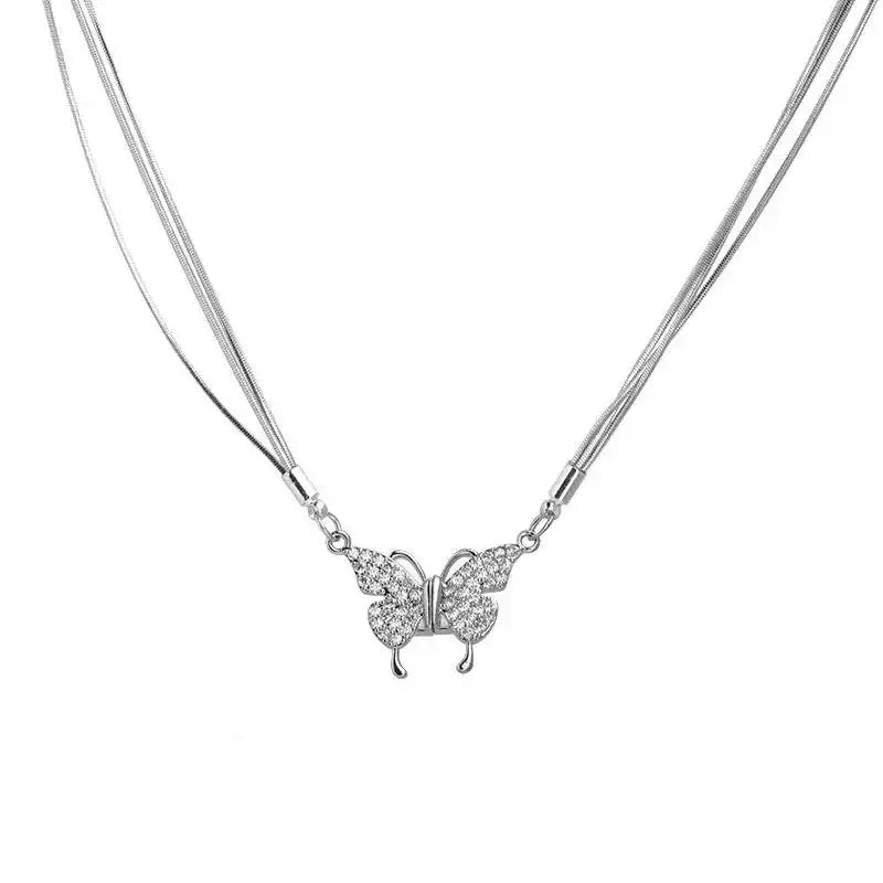 Double Layer Butterfly Pendant Necklace