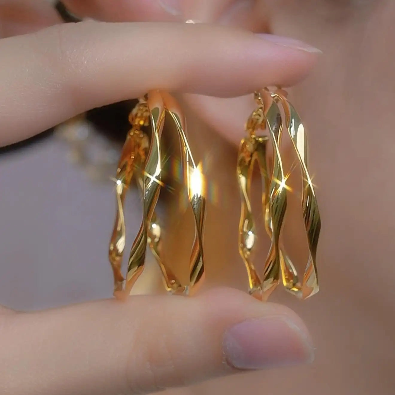 Double Layer Curve European Cold Hoop Earrings