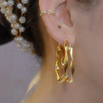 Double Layer Curve European Cold Hoop Earrings