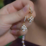 Double-Layer Floral Crystal Earrings
