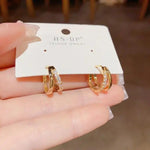Double Layer Hollow Crystal Circle Earrings