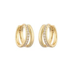 Double Layer Hollow Crystal Circle Earrings