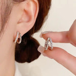 Double Layer Hollow Crystal Circle Earrings
