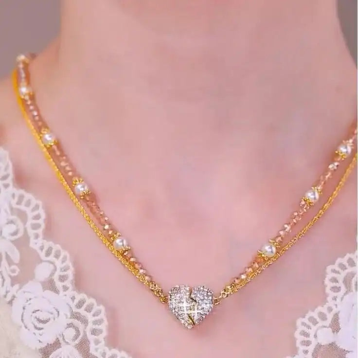 Double Layer Magnetic Heart Necklace