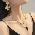 Double Layer Square Plate Necklace