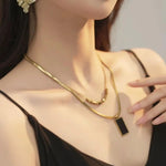 Double Layer Square Plate Necklace