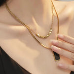 Double Layer Square Plate Necklace