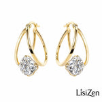 Double Loop Crystal Sphere Daily Earrings
