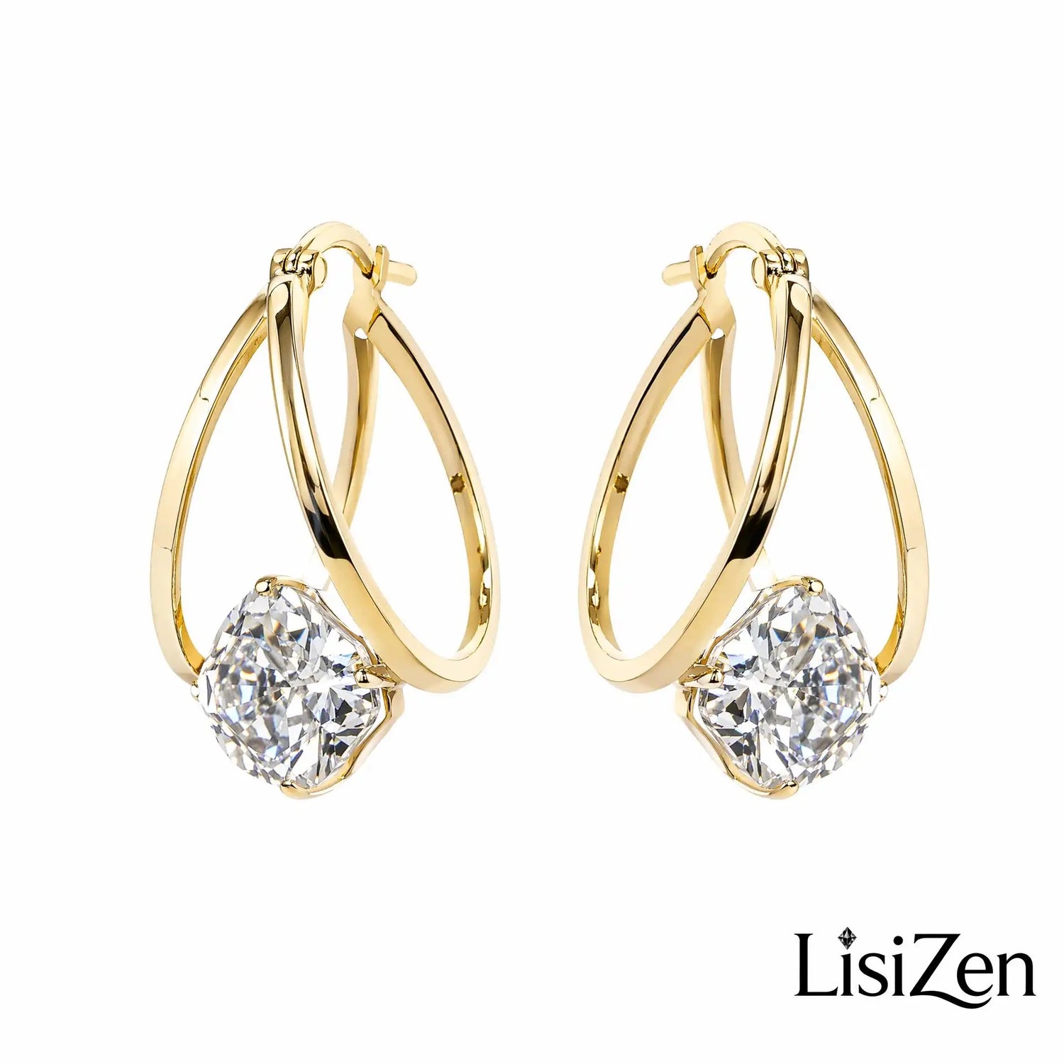 Double Loop Crystal Sphere Daily Earrings
