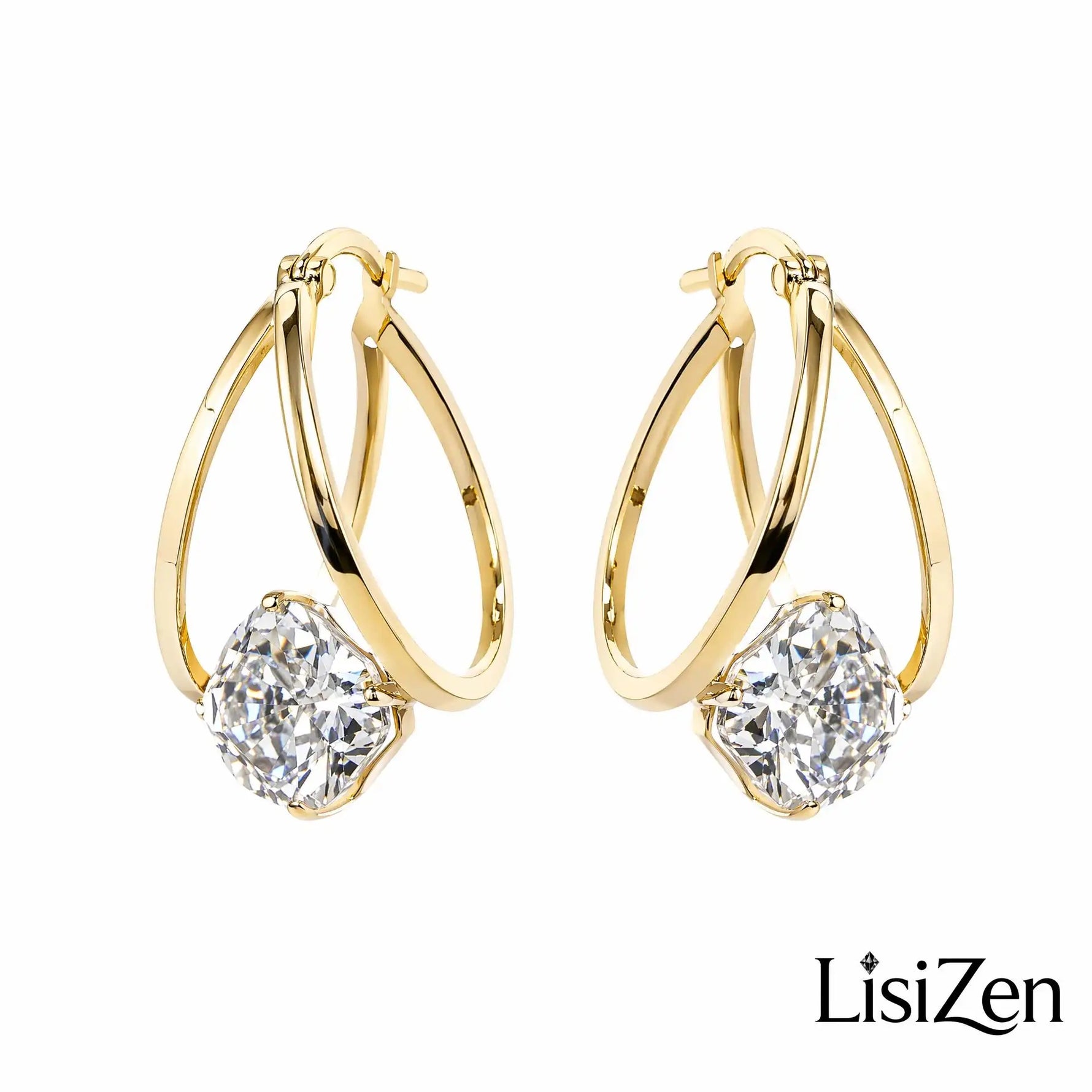 Double Loop Crystal Sphere Daily Earrings