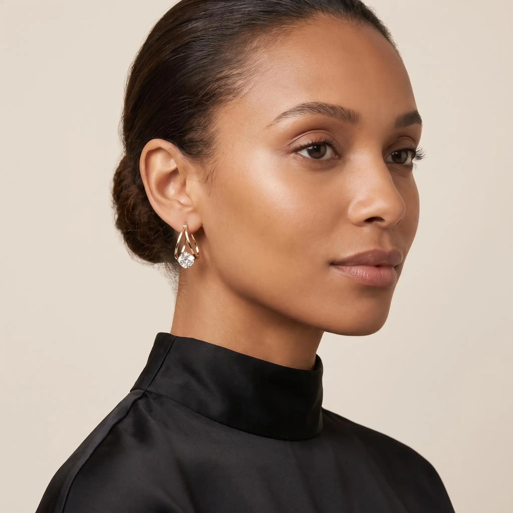 Double Loop Crystal Sphere Daily Earrings