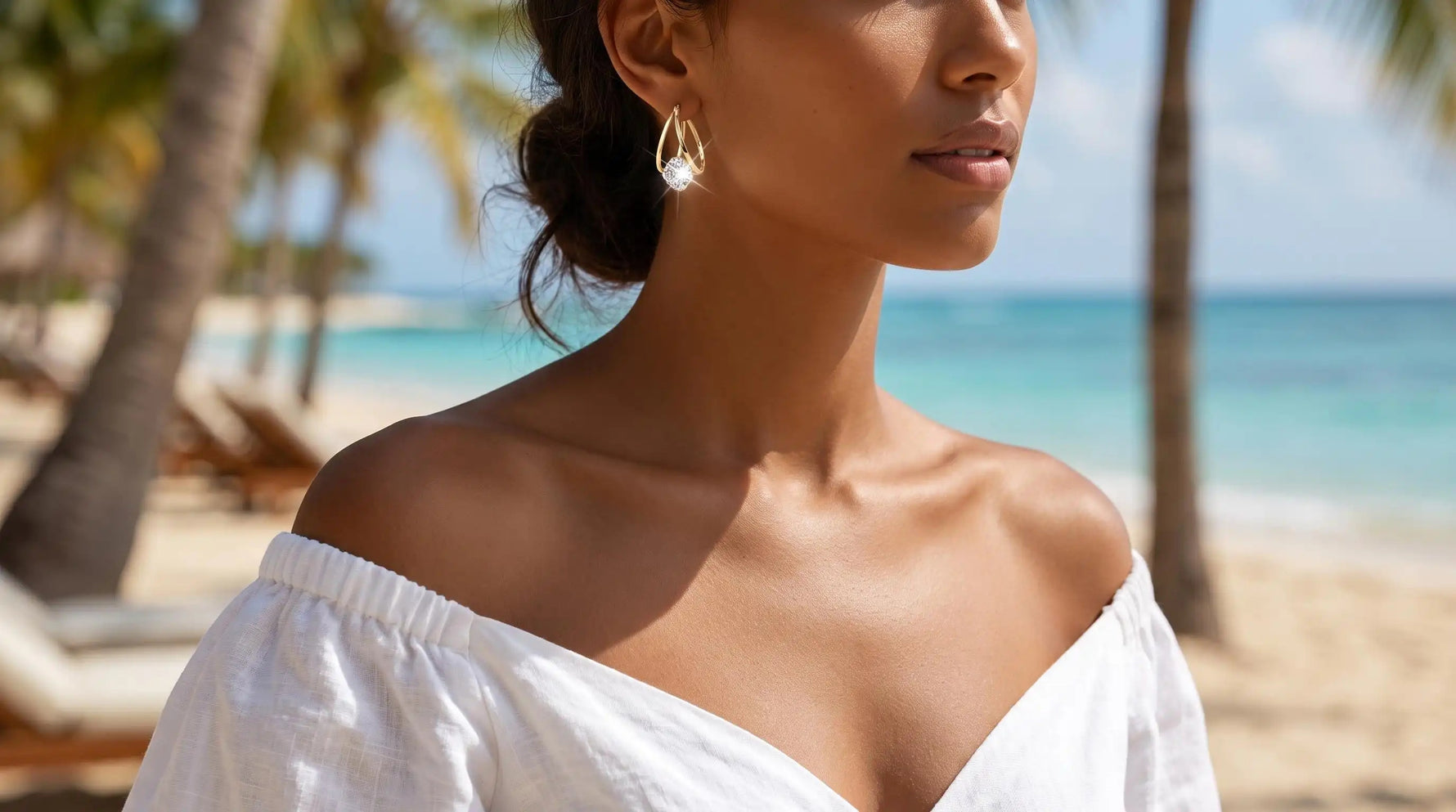 Double Loop Crystal Sphere Daily Earrings