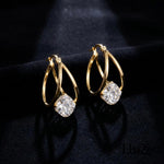 Double Loop Crystal Sphere Daily Earrings