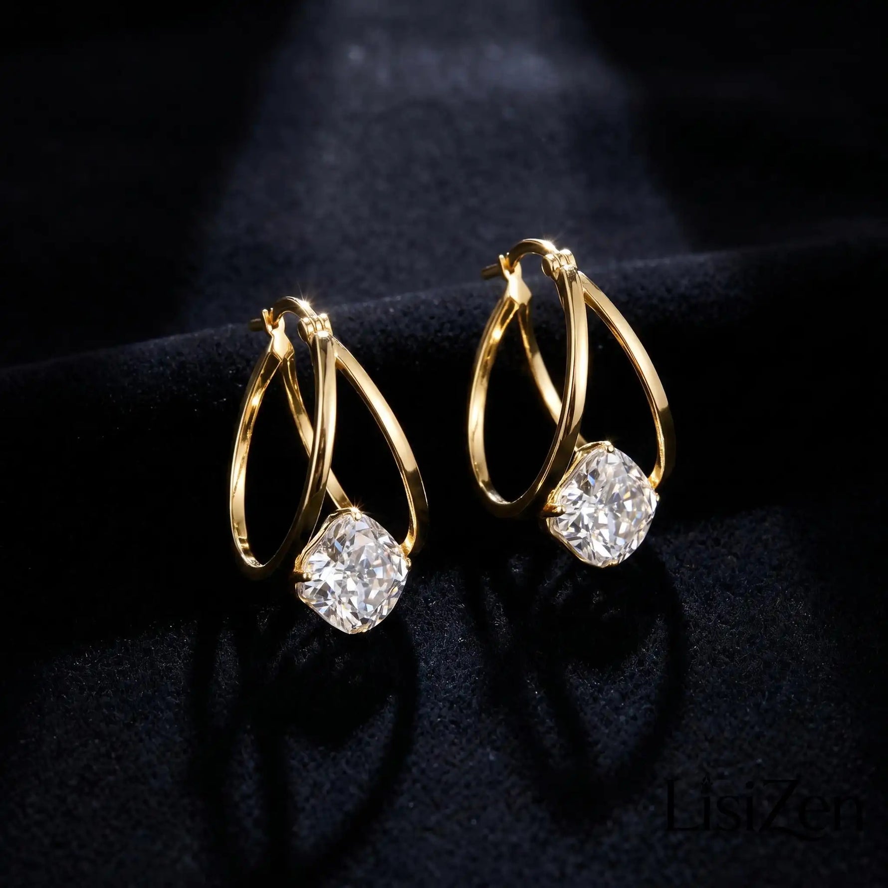 Double Loop Crystal Sphere Daily Earrings
