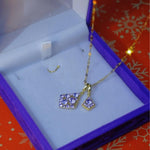 Double Purple Crystal Pendant Necklace