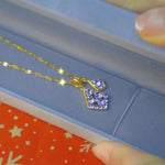 Double Purple Crystal Pendant Necklace