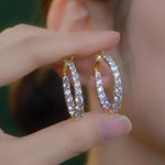 Double Row Crystal Hoop Earrings