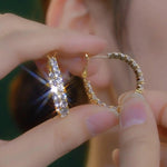Double Row Crystal Hoop Earrings