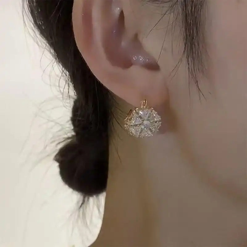 Double-Sided Crystal Flower Small Snowflake Earrings