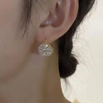 Double-Sided Crystal Flower Small Snowflake Earrings